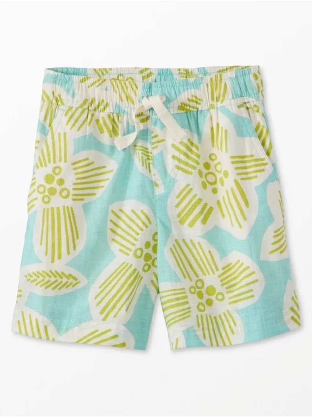 Hanna Andersson Aqua Floral Drawstring Shorts